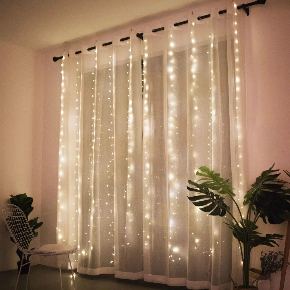 Christmas Lights Curtain Garland Merry Christmas Decorations For Home Christmas Ornaments Xmas Gifts Navidad 2024 New Year Decor - Cashdust