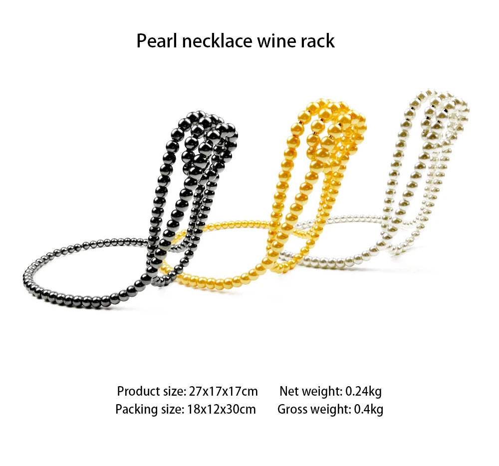 Creative Pearl Necklace Wine Rack Luxury Magic Metal Resin Hanging Suspension Wine Bottle Holder Rack Home Desktop Decoration - Cashdust