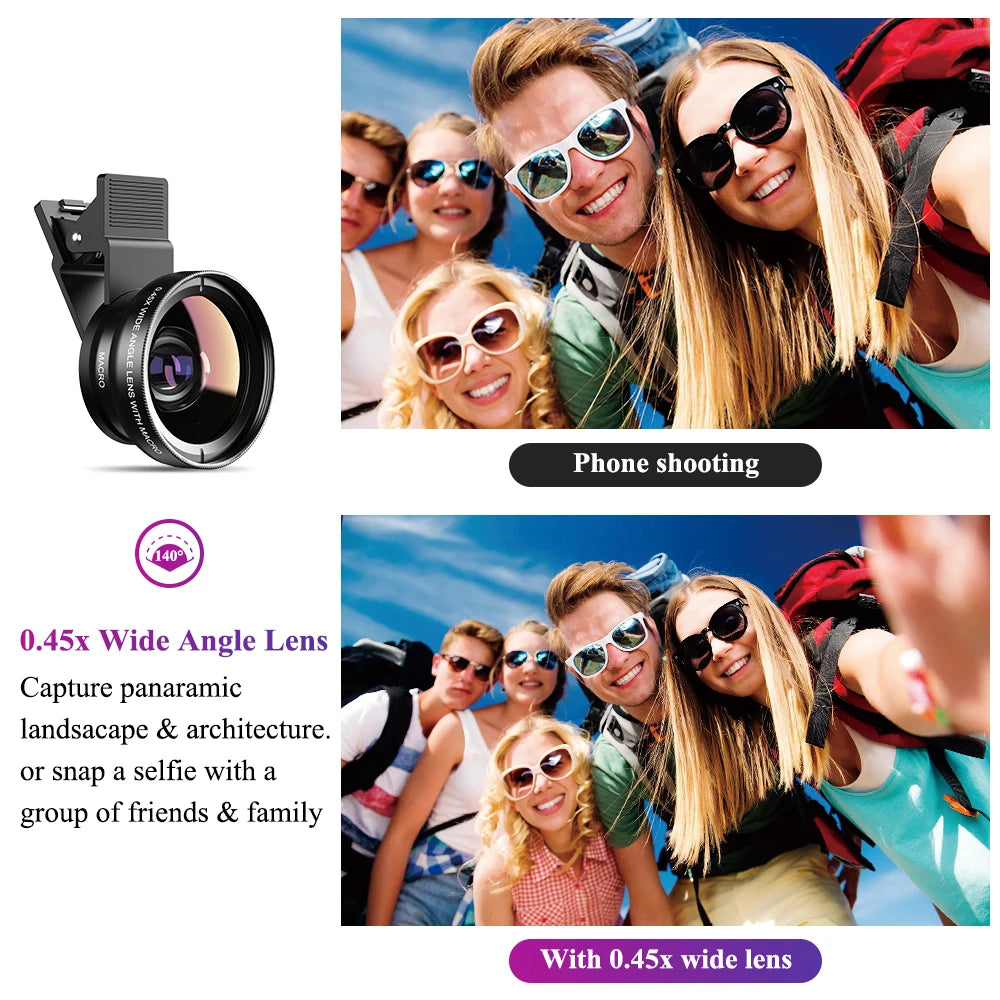 APEXEL New HD 37MM 0.45x Super Wide Angle Lens with 12.5x Super Macro Lens for iPhone Samsung Smartphones Camera Phone lens Kit - Cashdust