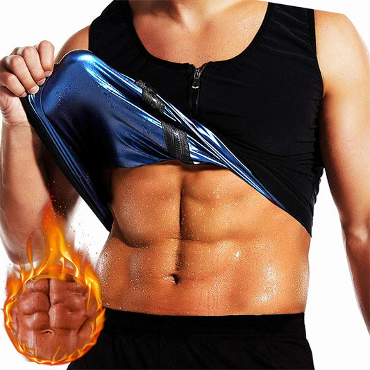 Men Sauna Sweat Vest Waist Trainer Corset Zipper Workout Tank Top Slimming Body Shaper Compression Shirt Weight Loss Fat Burner - Cashdust