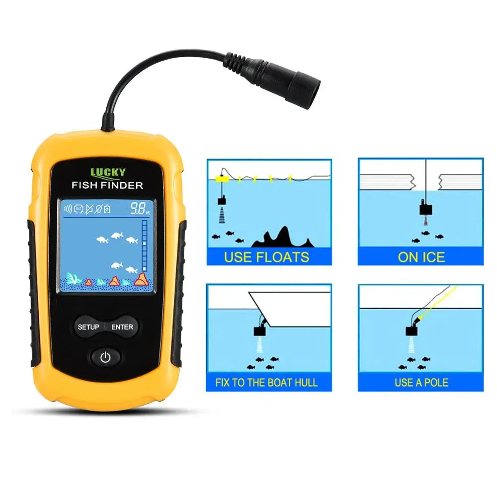 FFC1108-1 Alarm 100M Portable Sonar Fish Finders 45 degrees Sonar Coverage Echo Sounder Alarm Transducer Lake Sea Fishing - Cashdust