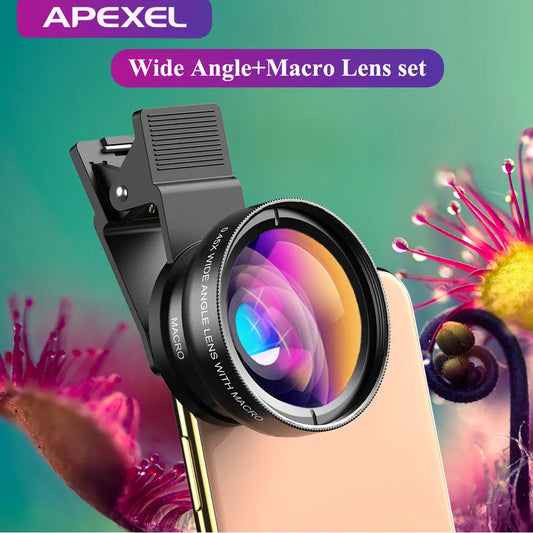 APEXEL New HD 37MM 0.45x Super Wide Angle Lens with 12.5x Super Macro Lens for iPhone Samsung Smartphones Camera Phone lens Kit - Cashdust