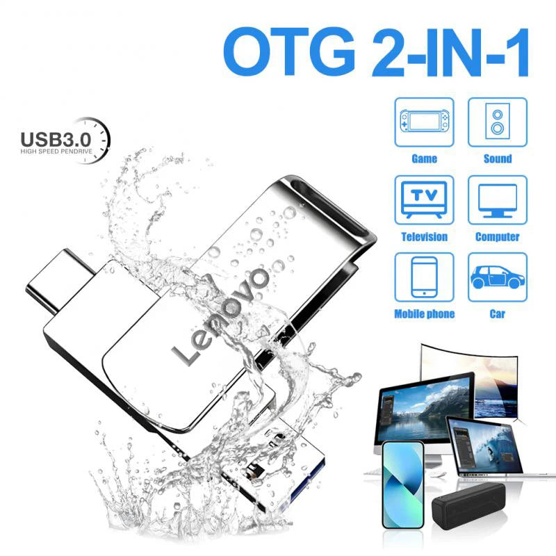 Lenovo 16TB USB 3.0 Flash Drives High Speed Transfer Metal Pendrive Memory Card Pendrive Flash Disk Memoria Waterproof 2024 New - Cashdust