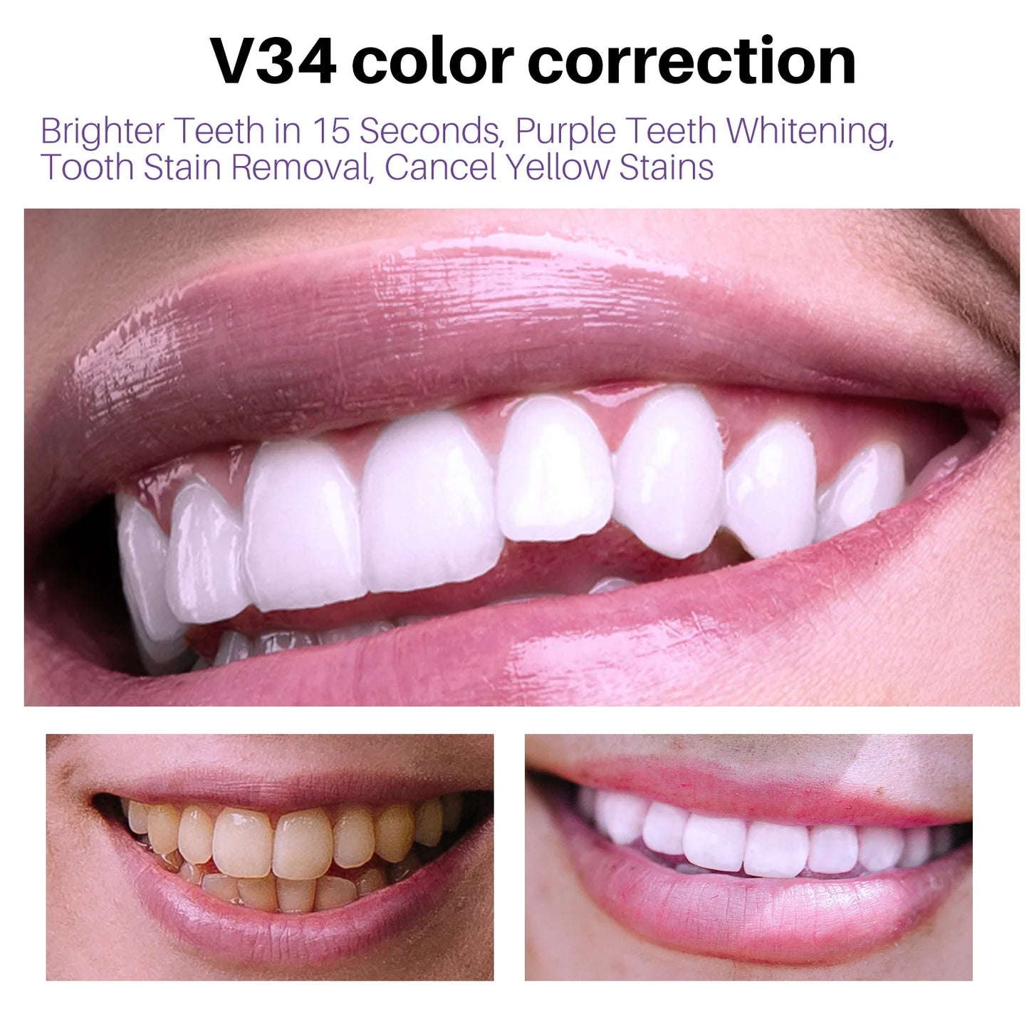 V34 Teeth Whitening Mousse Toothpaste Remove Plaque Stains Cleaning Oral Hygiene Bleaching Dental Tools Fresh Breath Tooth Care - Cashdust