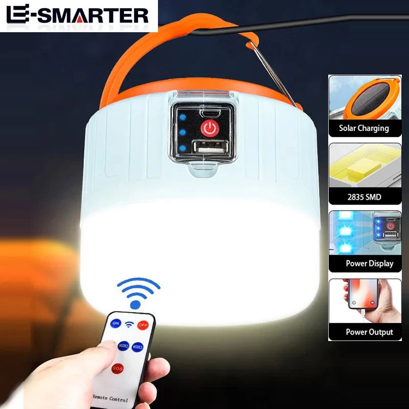 Outdoor Solar Light LED Lamp Rechargeable Bulbs Emergency Light Hook Up Camping Fishing Portable Lantern Lights - Cashdust