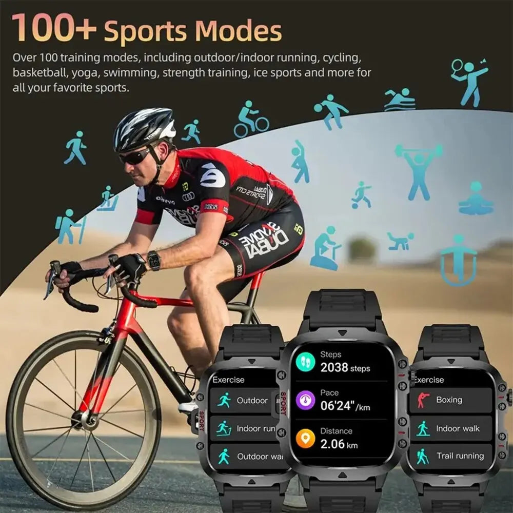 2024 Men's Smart Watch Bluetooth Call AI Voice 100+ Sport Modes 420mAh Big Battery Sports Waterproof Smart Watch for Android IOS - Cashdust