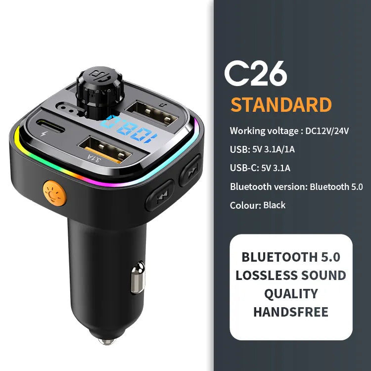 Bluetooth 5.0 FM Transmitter Handsfree Car Radio Modulator MP3 Player With 22.5W USB Super Quick Charge Adapter for Car - Cashdust