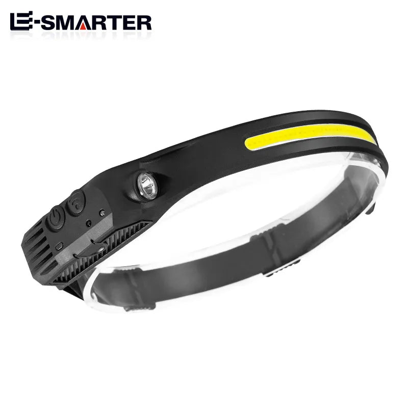 Induction Headlamp COB LED Sensor Head Lamp Built-in Battery Flashlight USB Rechargeable Head Torch 5 Lighting Modes Headlight - Cashdust