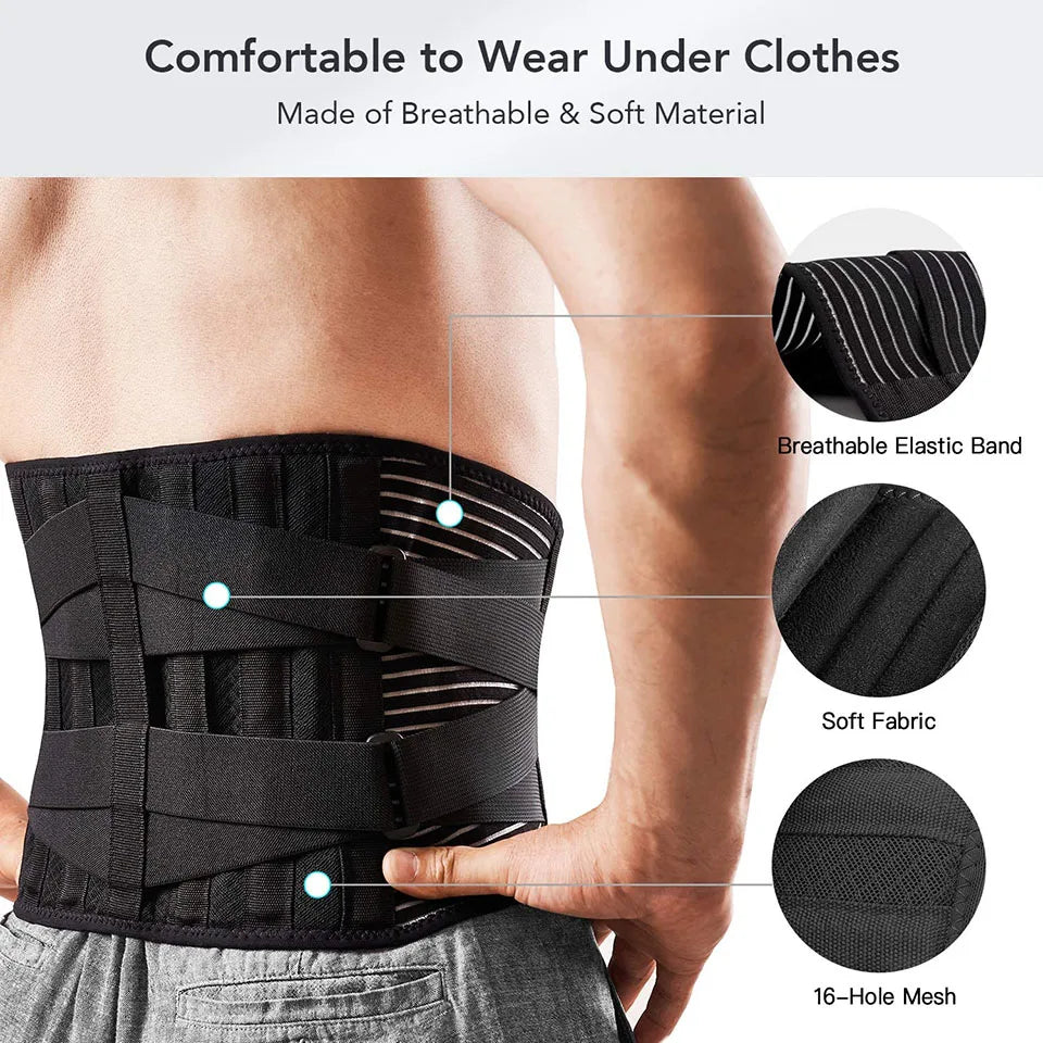 AOLIKES Lower Back Brace with 6 Stays Anti-skid Orthopedic lumbar Support Breathable Waist Support Belt for Gym Pain Relief - Cashdust