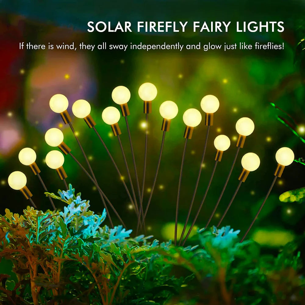 Solar Power Firefly Swaying Lawn Light Waterproof Garden Landscape Lamps with Dancing Outdoor Lighting Pathway Lights - Cashdust