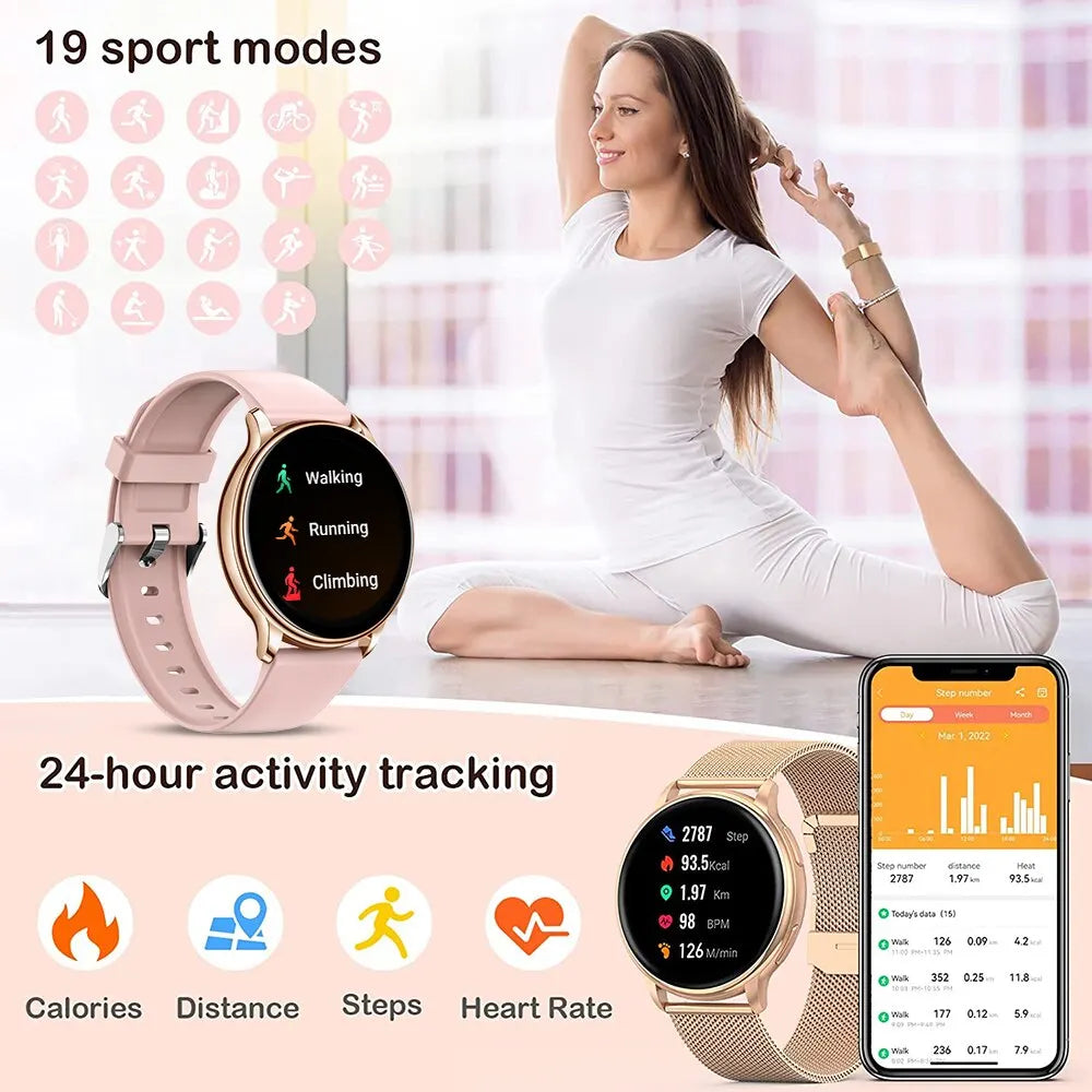 Bluetooth Call Smart Watch Women Custom Dial Steel Watches Men Sports Fitness Tracker Heart Rate Smartwatch For Android IOS G35 - Cashdust