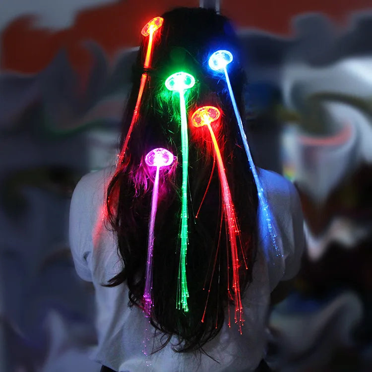 5/12 Pcs Glowing Hair Braid Led Glowing Braid Neon Party Glow In The Dark Christmas Lights Halloween Decoration party favor - Cashdust