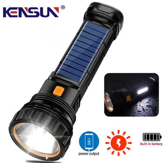 Multi-function Solar LED Flashlight Lanterna Outdoor Long Range Torch Emergency Power Bank LED Solar Flashlight - Cashdust