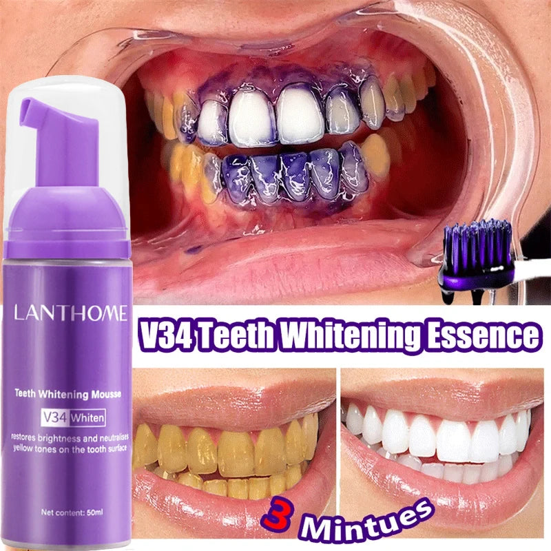 V34 Teeth Whitening Mousse Toothpaste Remove Plaque Stains Cleaning Oral Hygiene Bleaching Dental Tools Fresh Breath Tooth Care - Cashdust