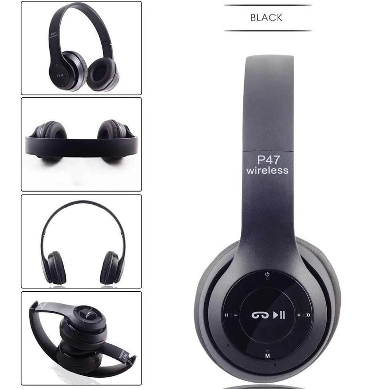 P47 Wireless Bluetooth Headphone With Microphone Foldable Headsets Bass HiFi Sound Music Stereo Earphone For Smartphones TV Game - Cashdust