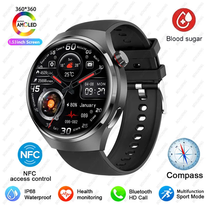 For Huawei Watch 4 Pro Smart Watch Men 360*360 HD Screen BT Call NFC IP68 Waterproof Heart rate Blood Sugar Smartwatch 2023 New - Cashdust