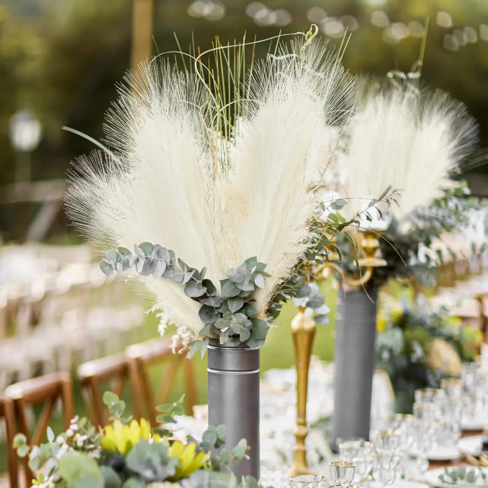 Artificial Fluffy Pampas Grass Bouquet 5/10/20/pc Wedding Party Decoration Boho Fake Plant Flower for DIY Room Home Decor Flower - Cashdust