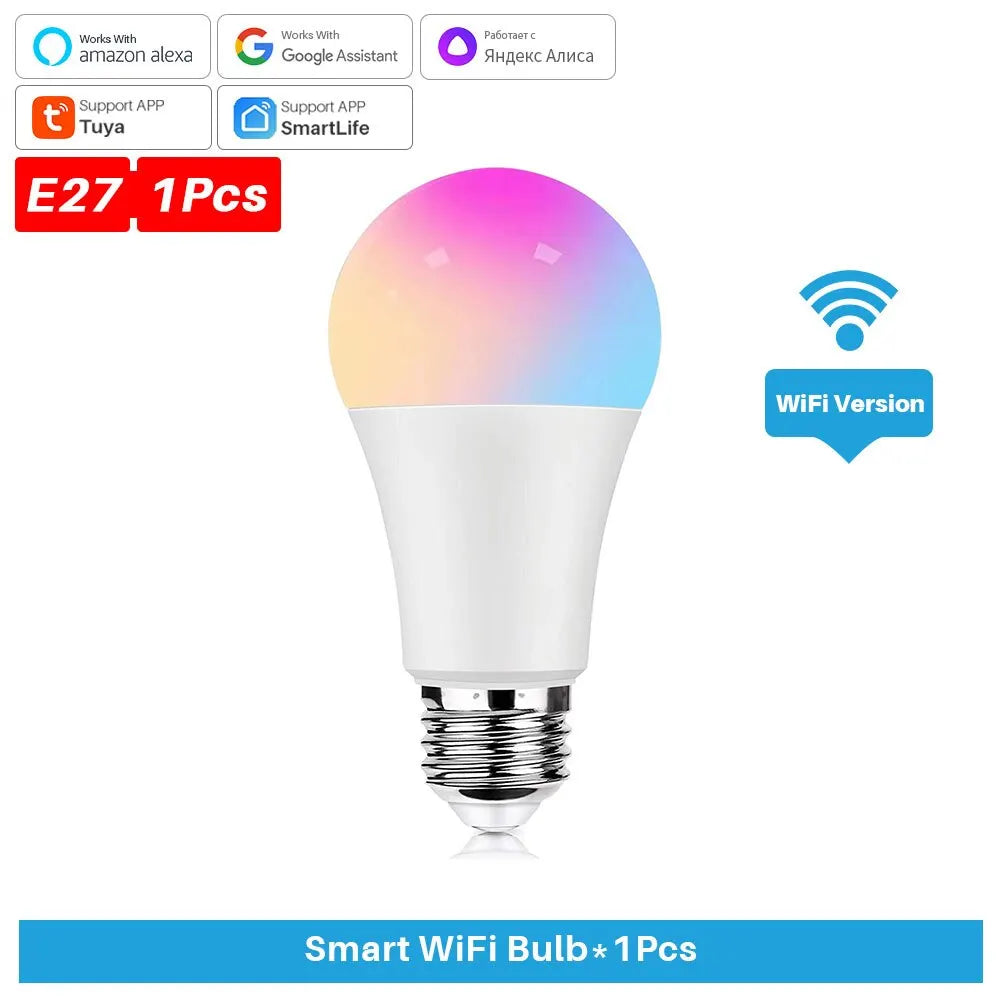 Tuya Smart Bulb E27 WiFi/Bluetooth Dimmable LED Light Bulb RGBCW 100-240V Smart Life App Control Support Alexa Google Home - Cashdust