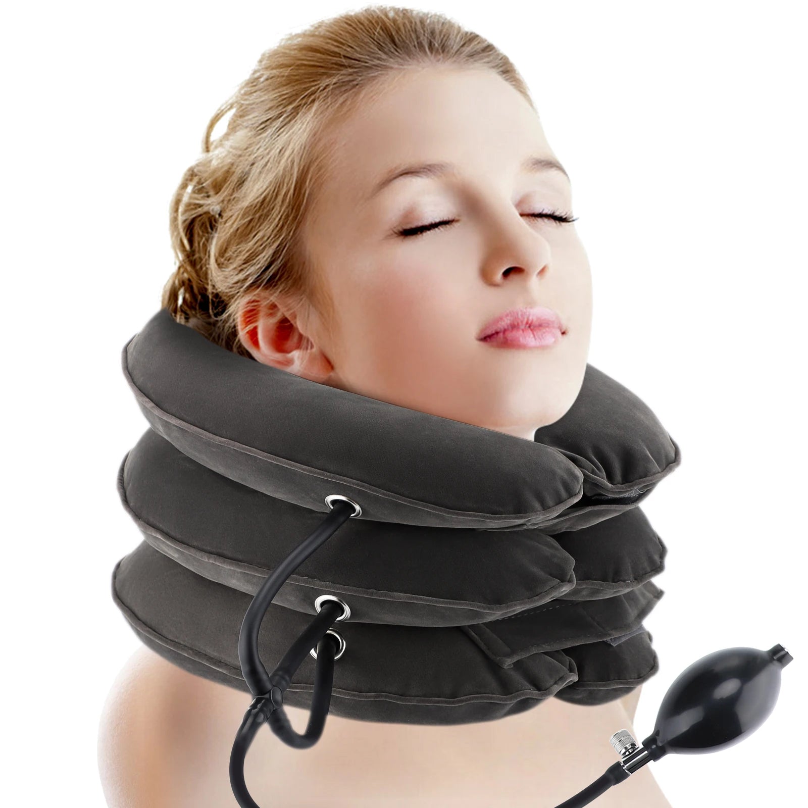 Neck Massager Cervical Support Pillow Air Pump Inflatable Collar Stretcher Brace 3/4 Layer Pain Relief Neck Ontlaster Traction - Cashdust