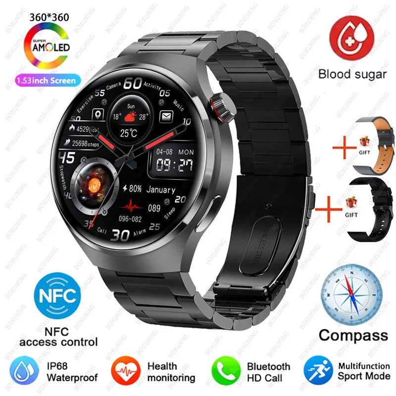 For Huawei Watch 4 Pro Smart Watch Men 360*360 HD Screen BT Call NFC IP68 Waterproof Heart rate Blood Sugar Smartwatch 2023 New - Cashdust