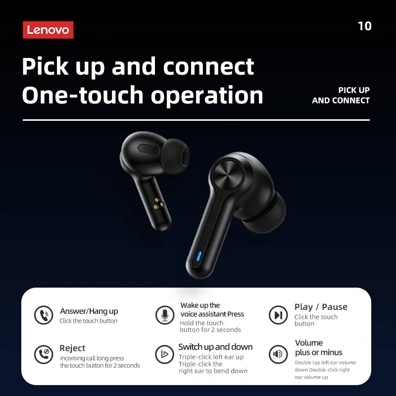 Lenovo LP3 Pro Earphones TWS Bluetooth 5.0 Wireless HIFI Music Headset Display 1200mAh Battery Headphones Gaming Earbuds - Cashdust