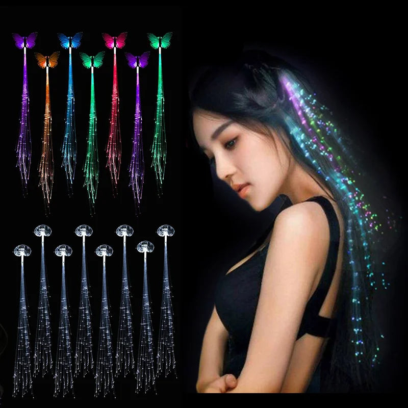 5/12 Pcs Glowing Hair Braid Led Glowing Braid Neon Party Glow In The Dark Christmas Lights Halloween Decoration party favor - Cashdust