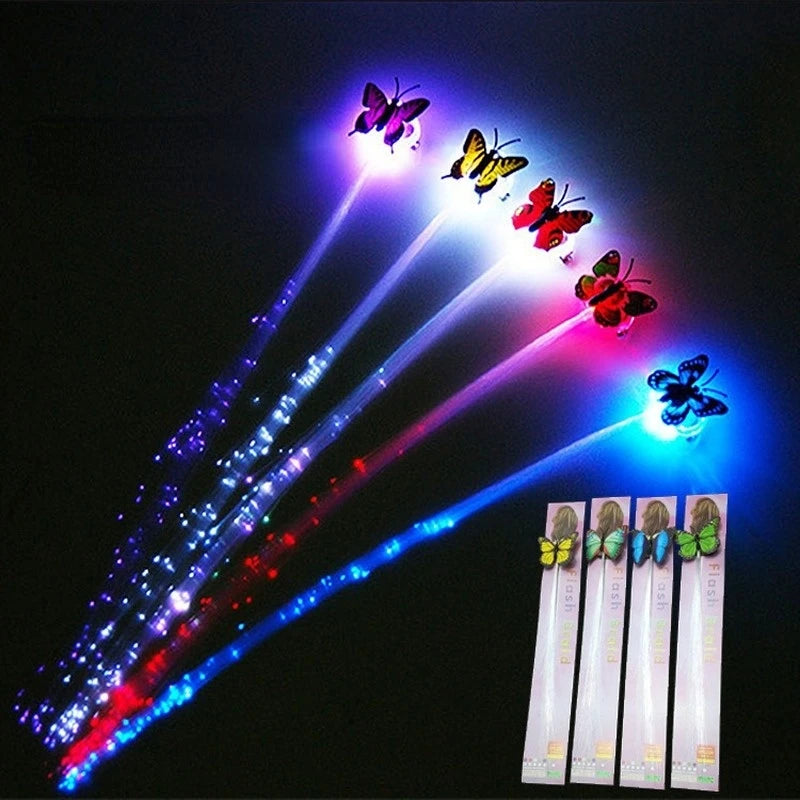 LED Glow Hair Braid Butterfly Light 3Pcs Colour Hairpin Novetly light Up Bar Party Decoration Christmas Children and Adults - Cashdust