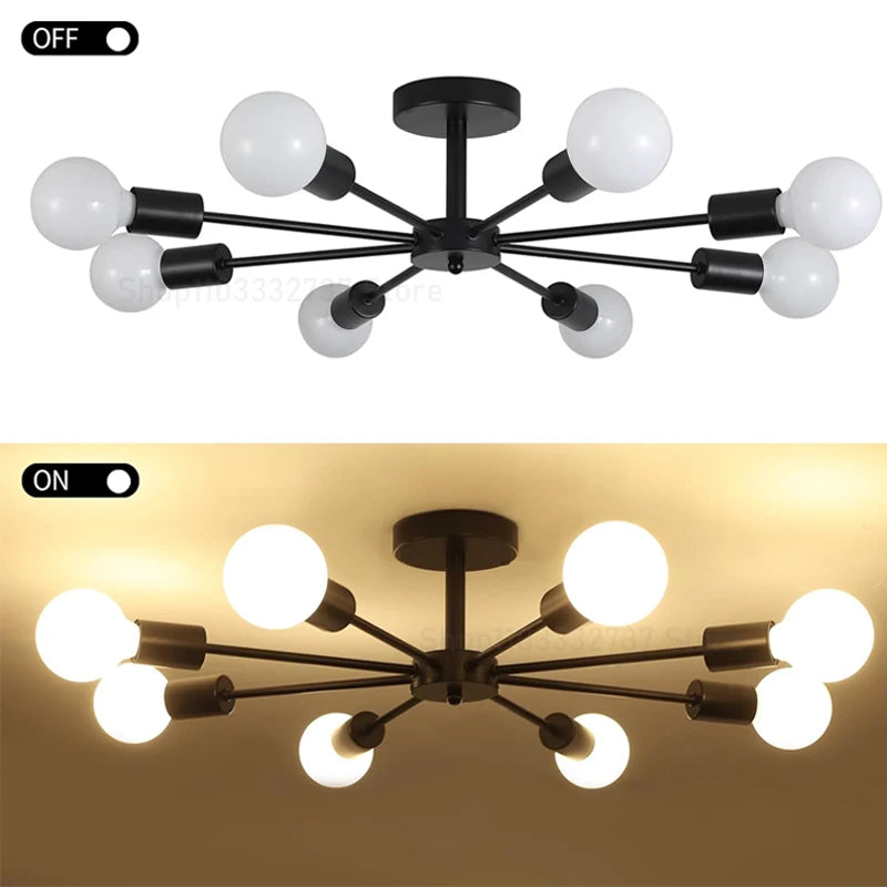 Modern chandelier restaurant black chandelier living room suspended ceiling light iron E27 chandelier home decoration - Cashdust