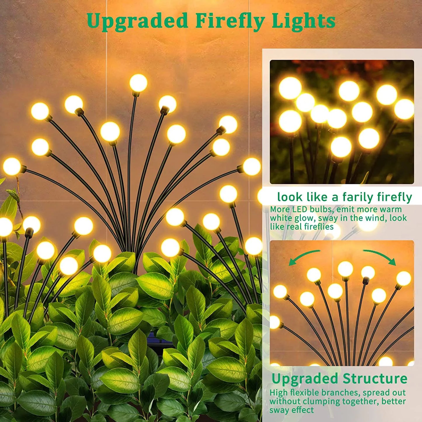 Solar Power Firefly Swaying Lawn Light Waterproof Garden Landscape Lamps with Dancing Outdoor Lighting Pathway Lights - Cashdust