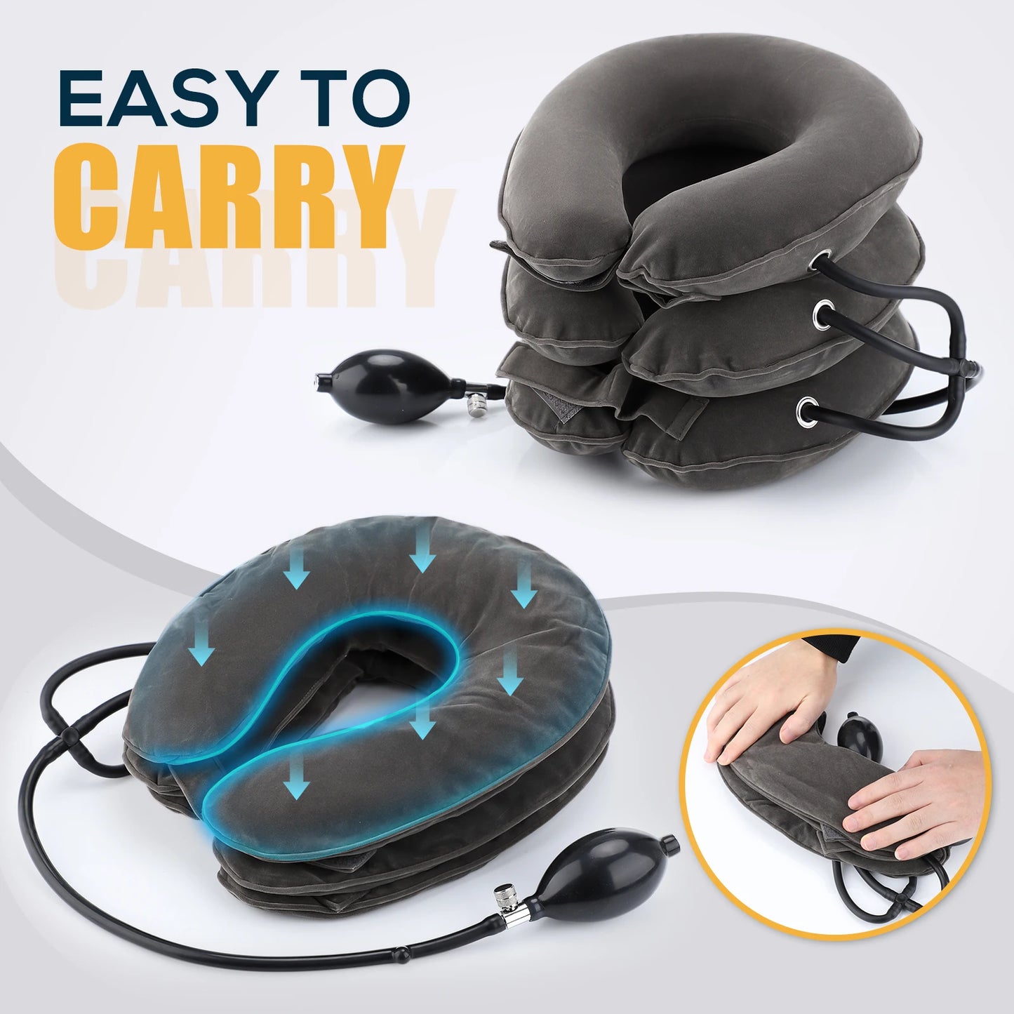 Neck Massager Cervical Support Pillow Air Pump Inflatable Collar Stretcher Brace 3/4 Layer Pain Relief Neck Ontlaster Traction - Cashdust