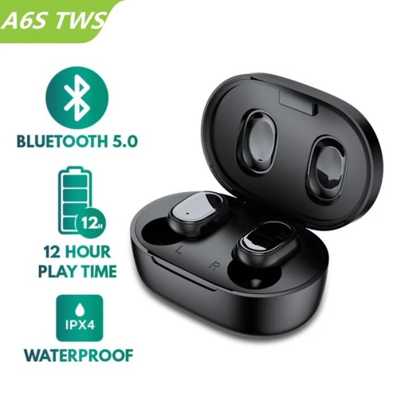 Original A6S TWS Headset Wireless Earphones Bluetooth Headphones Sport Stereo Fone Bluetooth Earbuds for Xiaomi Huawei iPhone - Cashdust