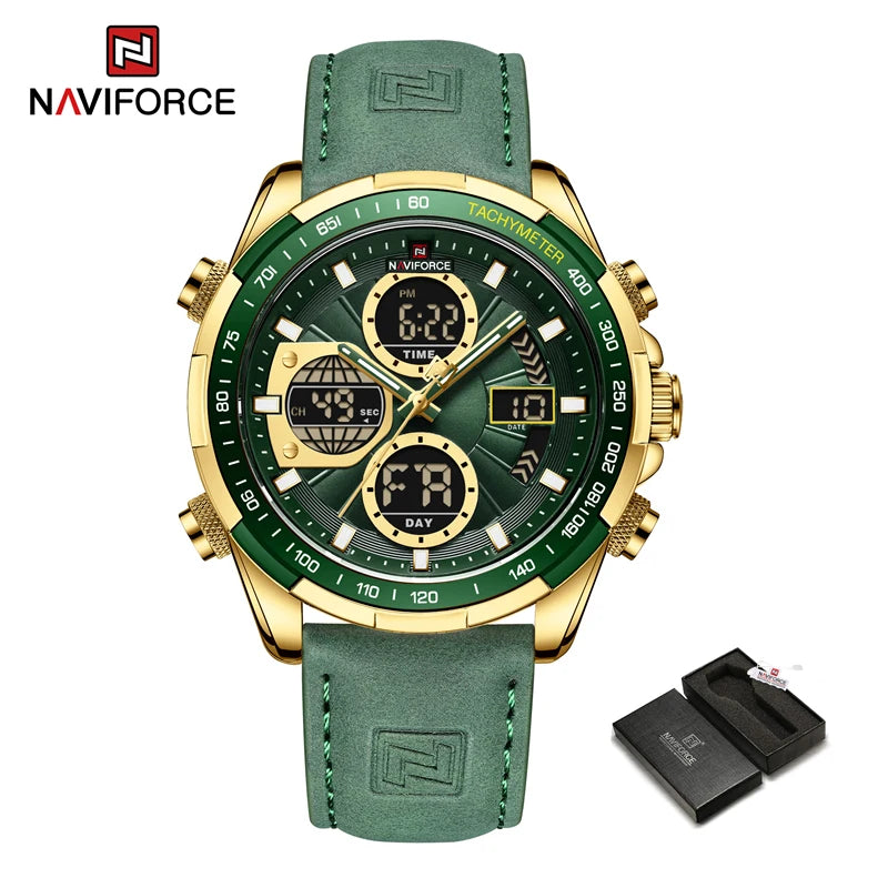 New NAVIFORCE Watches for Men Leather Mens Military Sport Waterproof Watch Quartz WristWatch Chronograph Male Clock - Cashdust