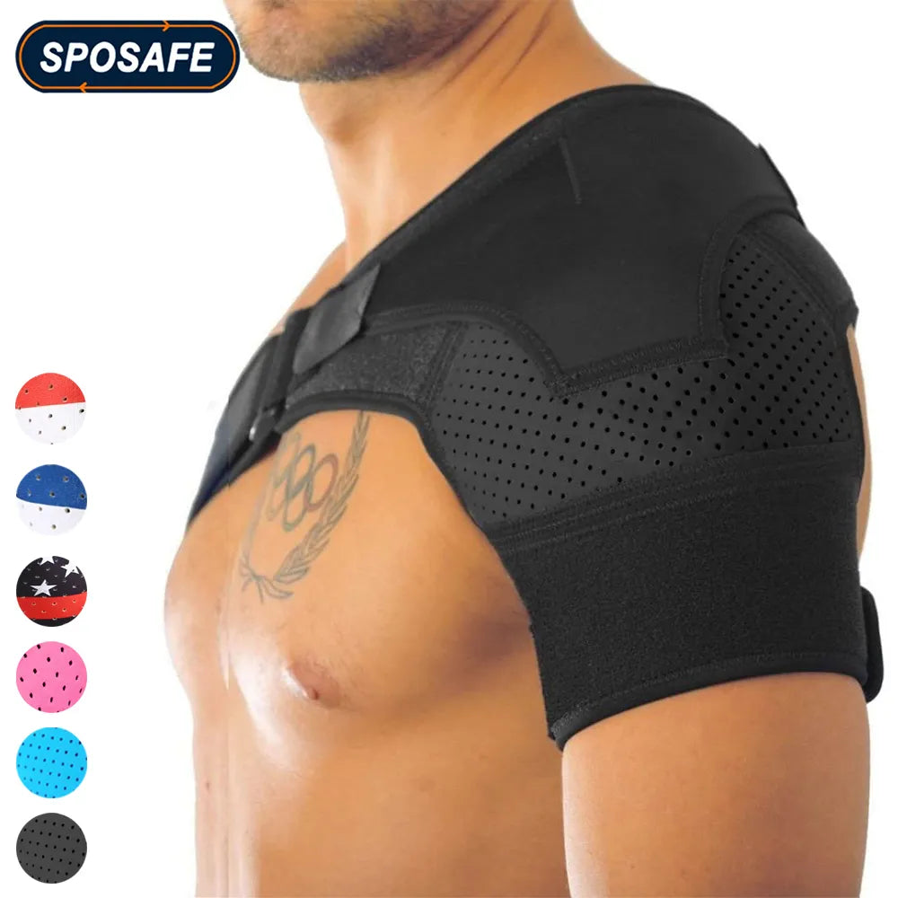 Adjustable Shoulder Brace Shoulder Support Compression Sleeve Wrap for Left Right Arm,Men Women Dislocated AC Joint,Pain Relief - Cashdust