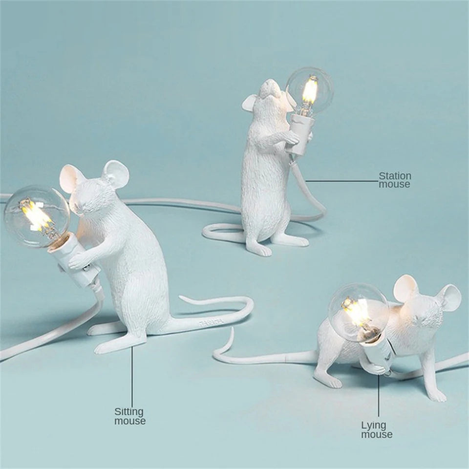 Modern LED Table Lights Resin Animal Rat Cat Squirrel LED Night Lights Mouse Table Lamps Home Decor Desk Lamp Lighting Fixtures - Cashdust