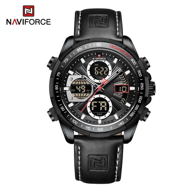 New NAVIFORCE Watches for Men Leather Mens Military Sport Waterproof Watch Quartz WristWatch Chronograph Male Clock - Cashdust