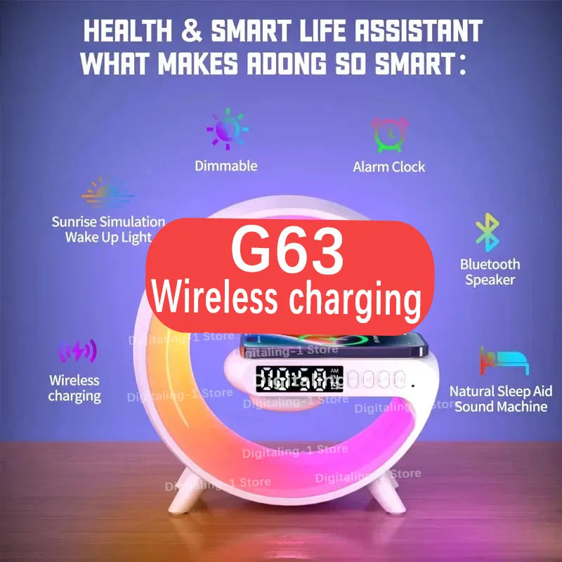 15W Multifunction Wireless Charger Pad Stand Speaker TF RGB Night Light Fast Charging Station for iPhone Samsung Xiaomi Huawei - Cashdust