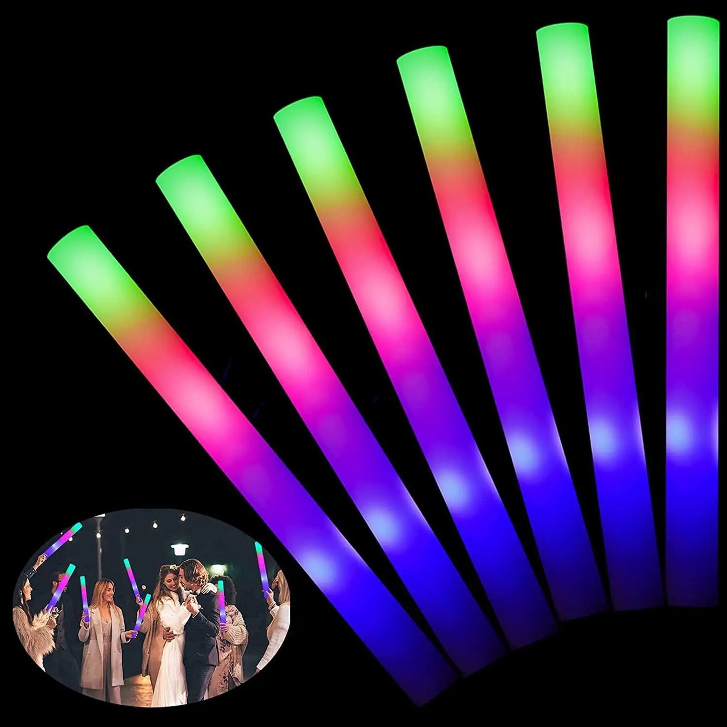 15/20Pcs LED Glow Sticks Bulk Colorful RGB Glow Foam Stick Cheer Tube Dark Light for Xmas Birthday Wedding Party Supplies - Cashdust