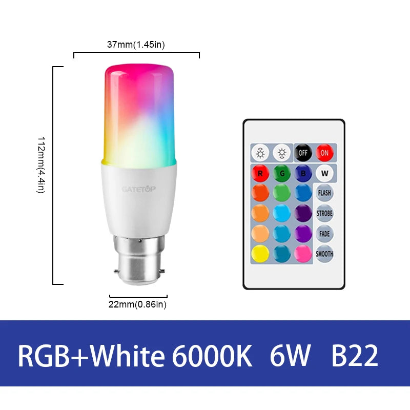 LED RGB Lamp Spotlight Bulb E27 E14 GU10 B22 AC120V 230V Bombillas LED 6W 10W IR Remote Control Led Smart RGBW Lamp Home Decor - Cashdust