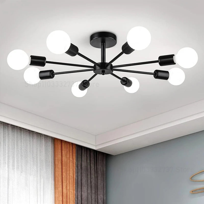 Modern chandelier restaurant black chandelier living room suspended ceiling light iron E27 chandelier home decoration - Cashdust