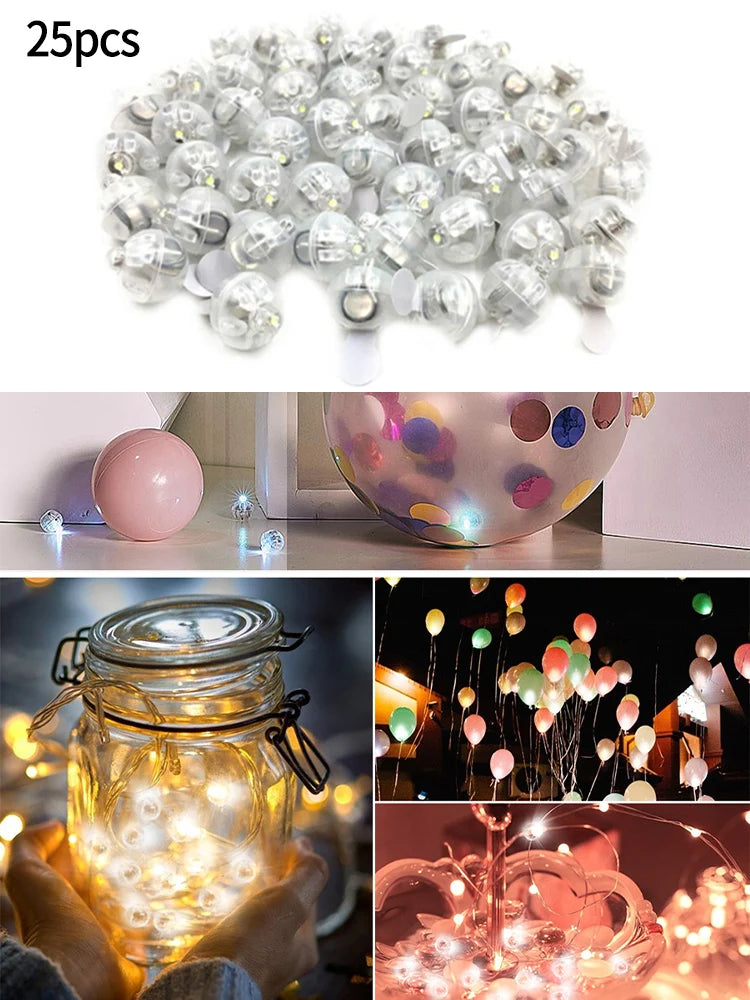 25Pcs/set LED Balloon Light Tiny Wireless Battery Crafts Glow Mini Round Ball Lamp For Bar Wedding Party Birthday Decor - Cashdust