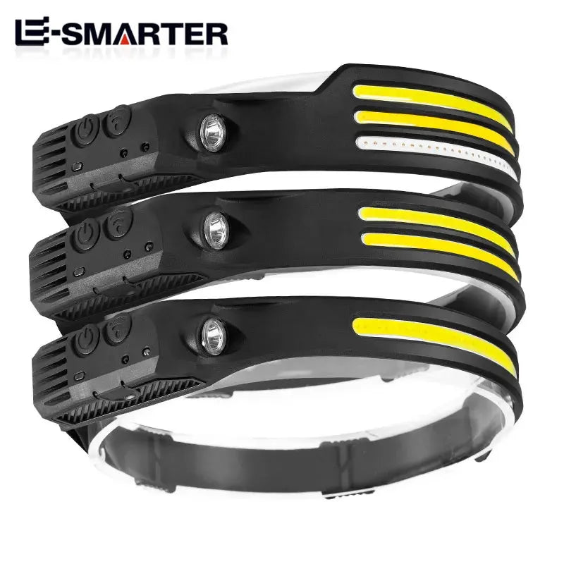 Induction Headlamp COB LED Sensor Head Lamp Built-in Battery Flashlight USB Rechargeable Head Torch 5 Lighting Modes Headlight - Cashdust