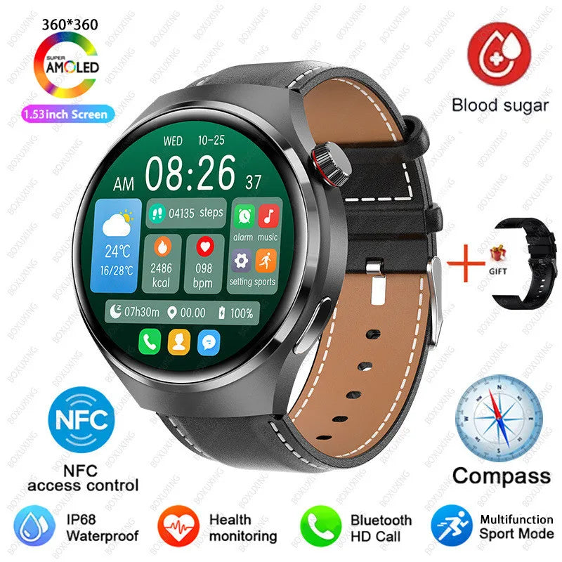 For Huawei Watch 4 Pro Smart Watch Men 360*360 HD Screen BT Call NFC IP68 Waterproof Heart rate Blood Sugar Smartwatch 2023 New - Cashdust