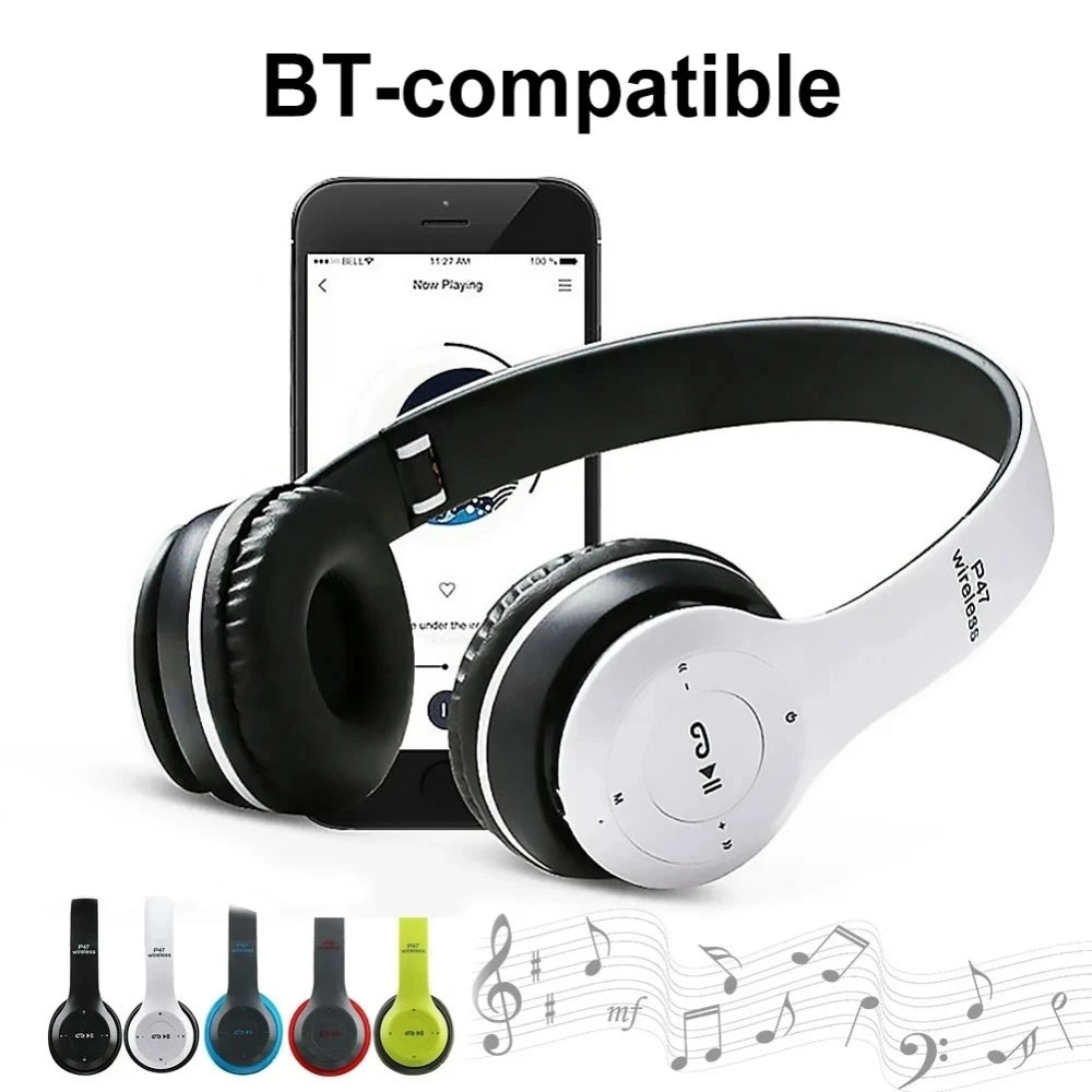 P47 Wireless Bluetooth Headphone With Microphone Foldable Headsets Bass HiFi Sound Music Stereo Earphone For Smartphones TV Game - Cashdust