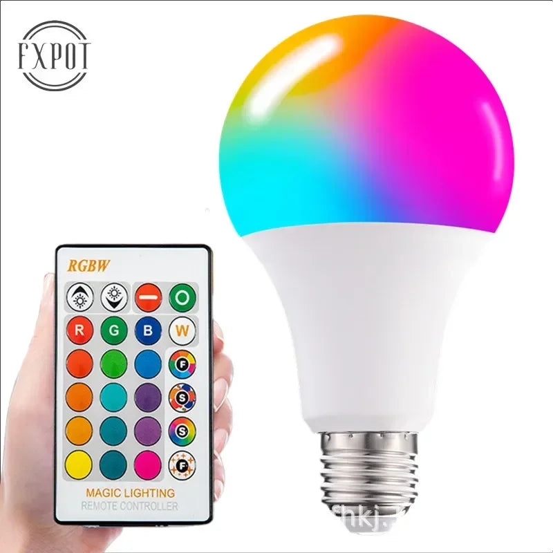 E27 LED RGB Lamp Spotlight Bulb AC 85-265V Bombillas LED 3W5/10/15W IR Remote Control Bulb Smart Led RGBW Lamp Home Decor - Cashdust