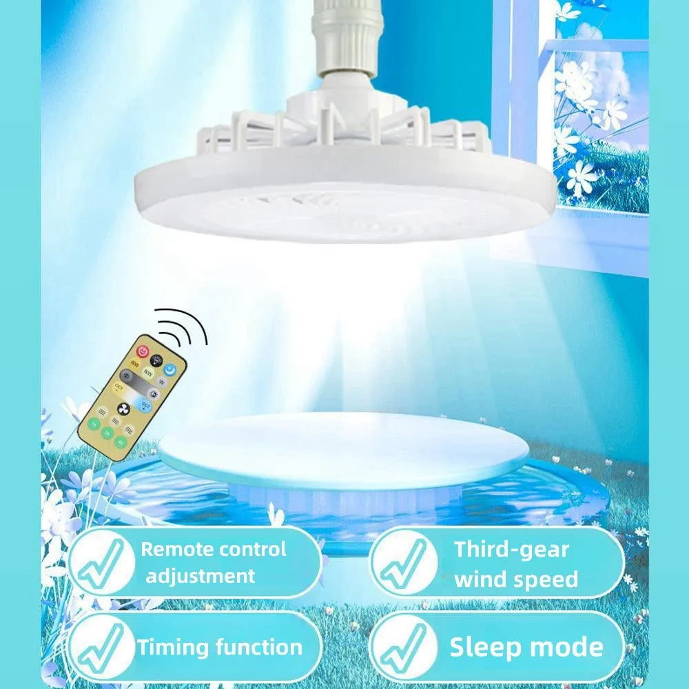 2-in-1 Three-speed Mode LED Fan Light LED Lamp Bead E27 Screw Fan Light Remote Control Wall Control Bedroom Light Fan Ceiling - Cashdust