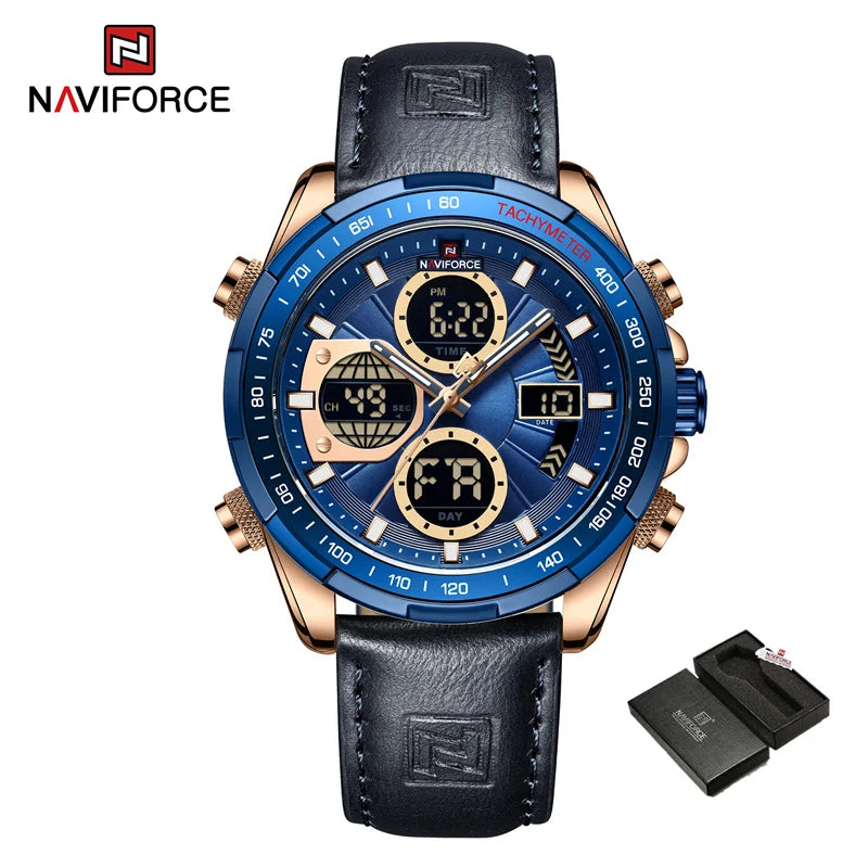 New NAVIFORCE Watches for Men Leather Mens Military Sport Waterproof Watch Quartz WristWatch Chronograph Male Clock - Cashdust