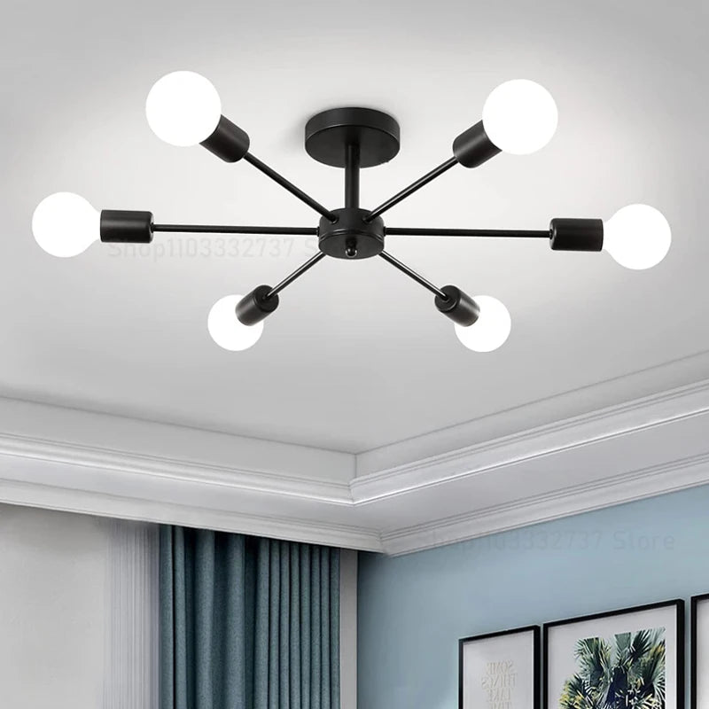 Modern chandelier restaurant black chandelier living room suspended ceiling light iron E27 chandelier home decoration - Cashdust