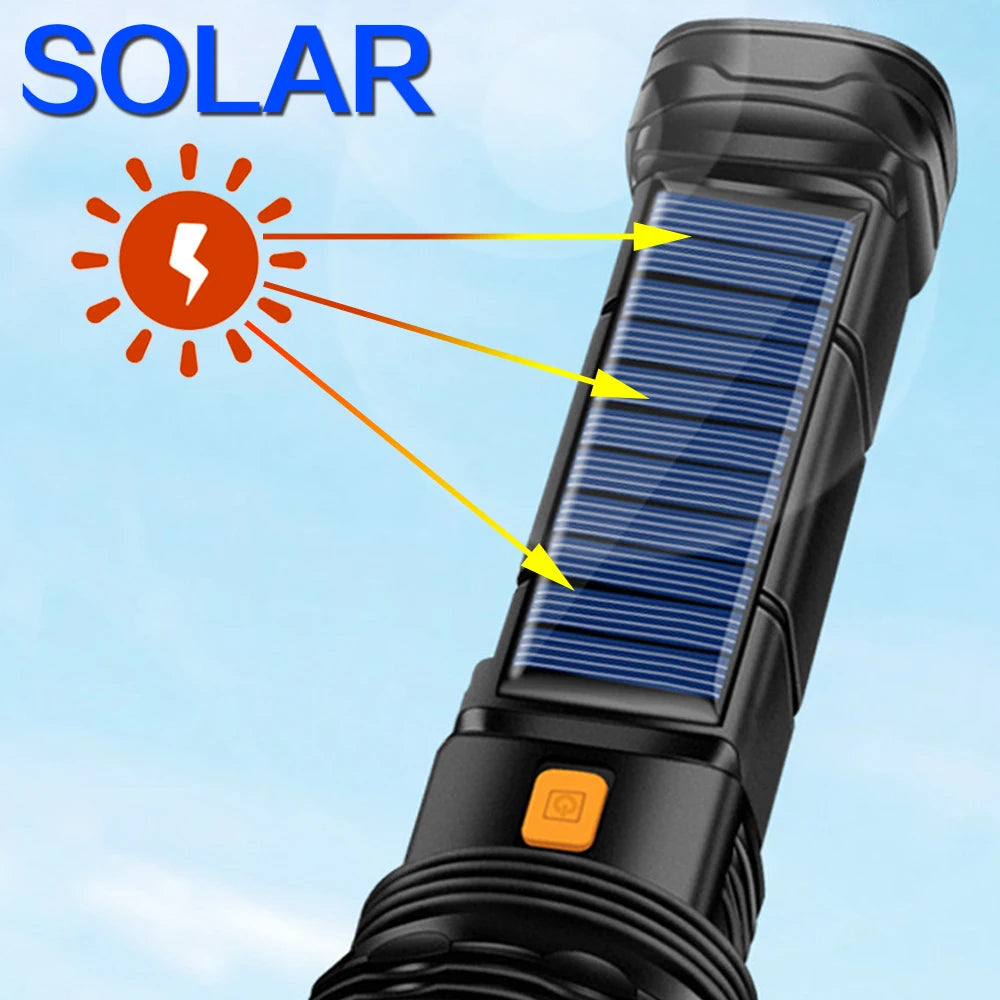 Multi-function Solar LED Flashlight Lanterna Outdoor Long Range Torch Emergency Power Bank LED Solar Flashlight - Cashdust