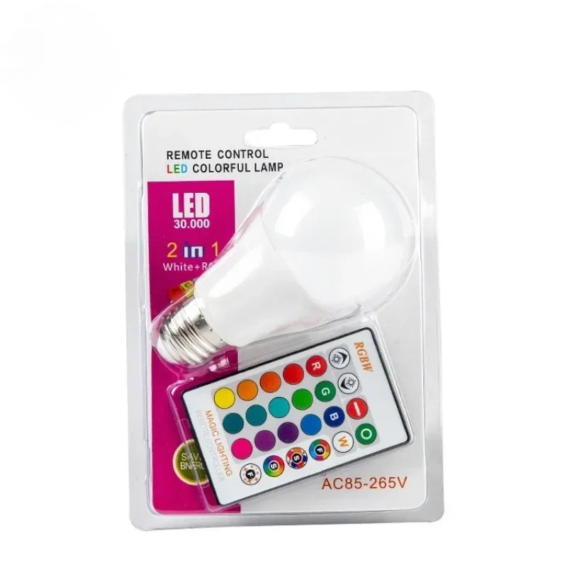 E27 LED RGB Lamp Spotlight Bulb AC 85-265V Bombillas LED 3W5/10/15W IR Remote Control Bulb Smart Led RGBW Lamp Home Decor - Cashdust