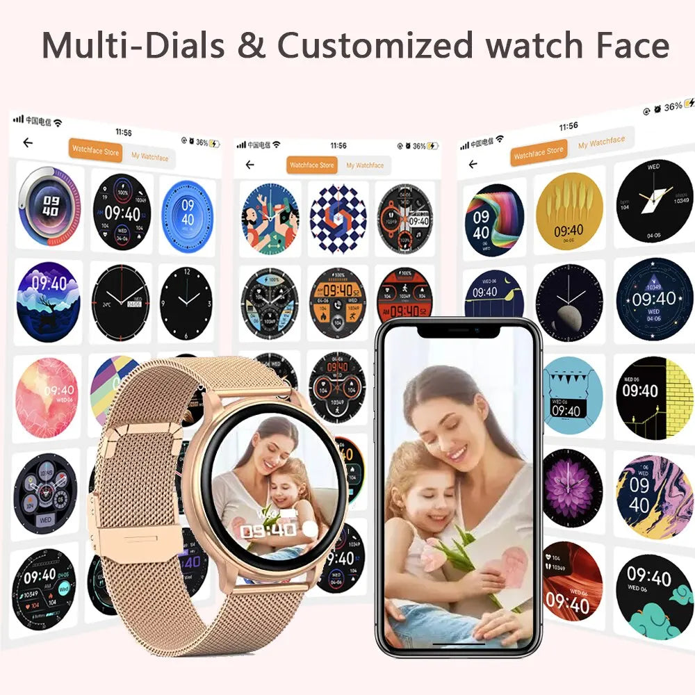 Bluetooth Call Smart Watch Women Custom Dial Steel Watches Men Sports Fitness Tracker Heart Rate Smartwatch For Android IOS G35 - Cashdust